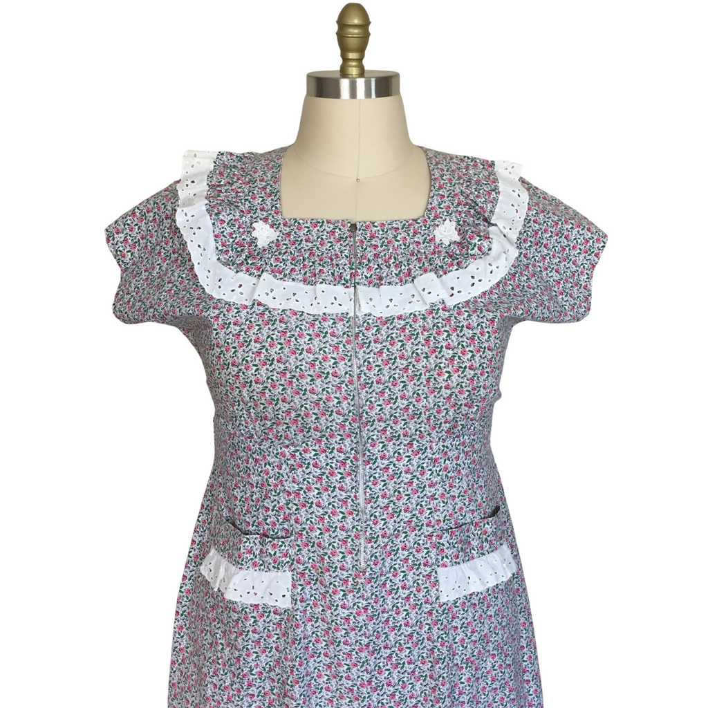 sachin and babi light blue dress 1980s LAURA ASHLEY Floral Cotton Dress