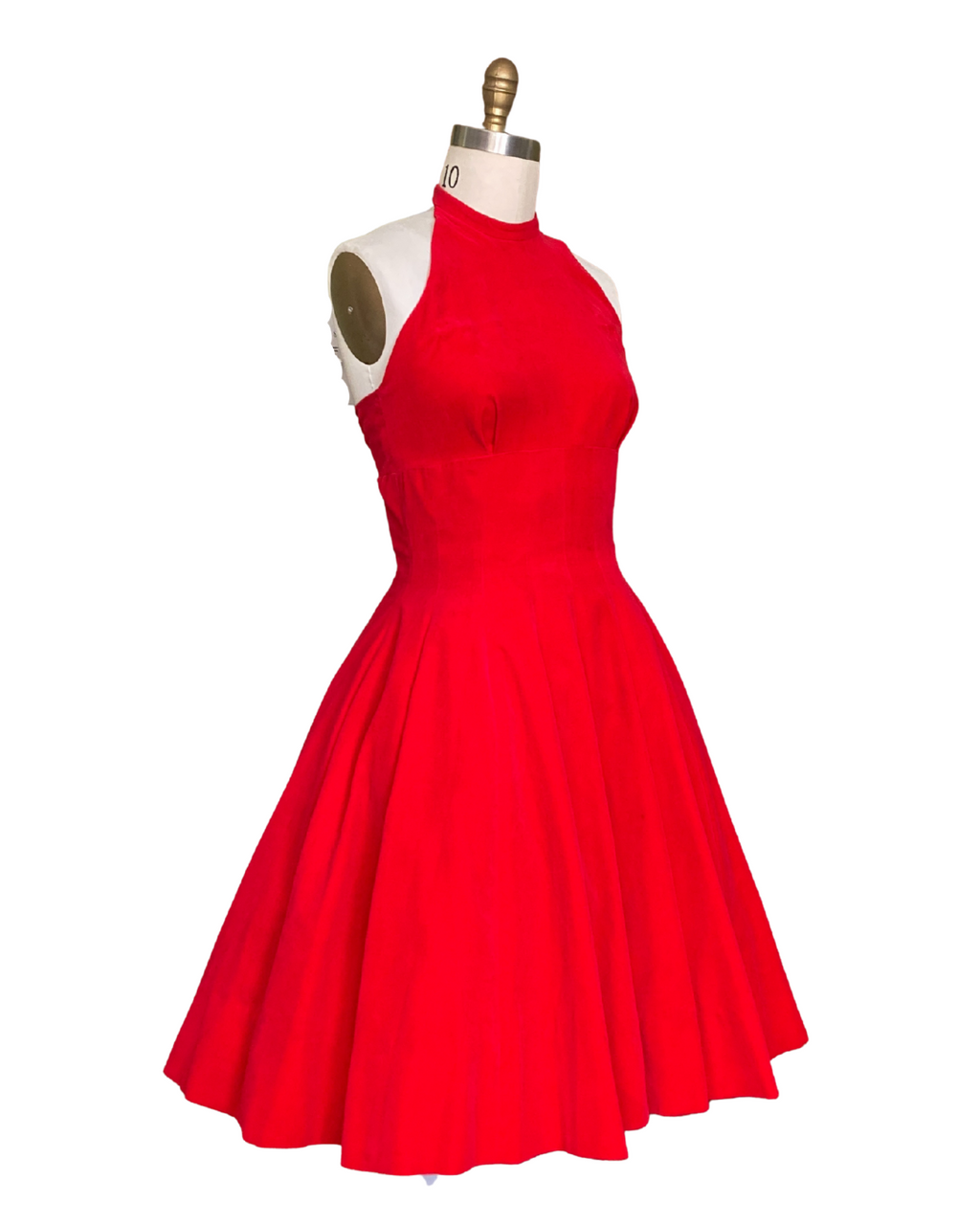 fitted lace wedding dress VINTAGE 1950s CHERRY RED VELVET HALTER PARTY DRESS