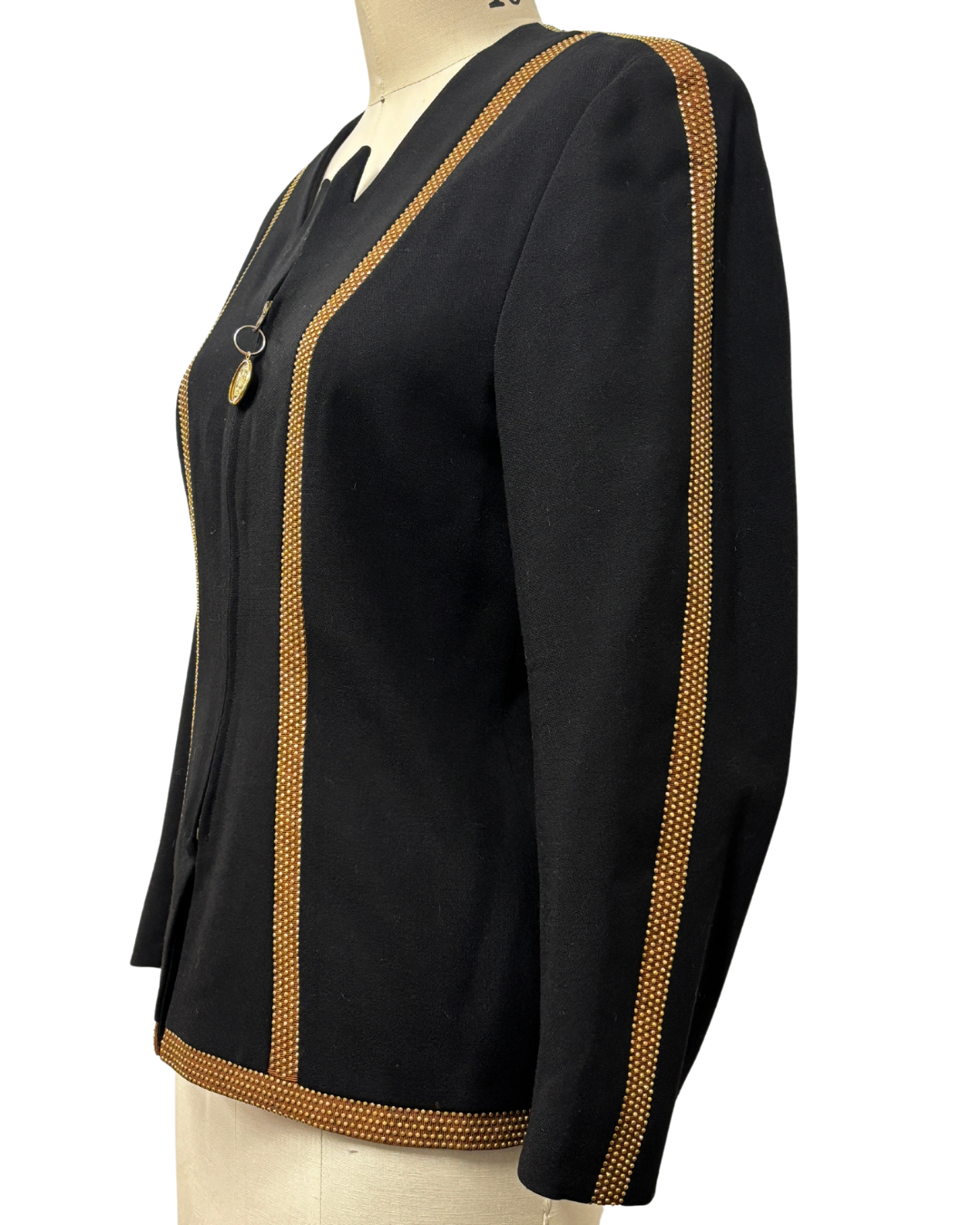 1980s BLACK & GOLDEN STUDDED STRIPED BLAZER {WAIST 32 INCHES}– Lo