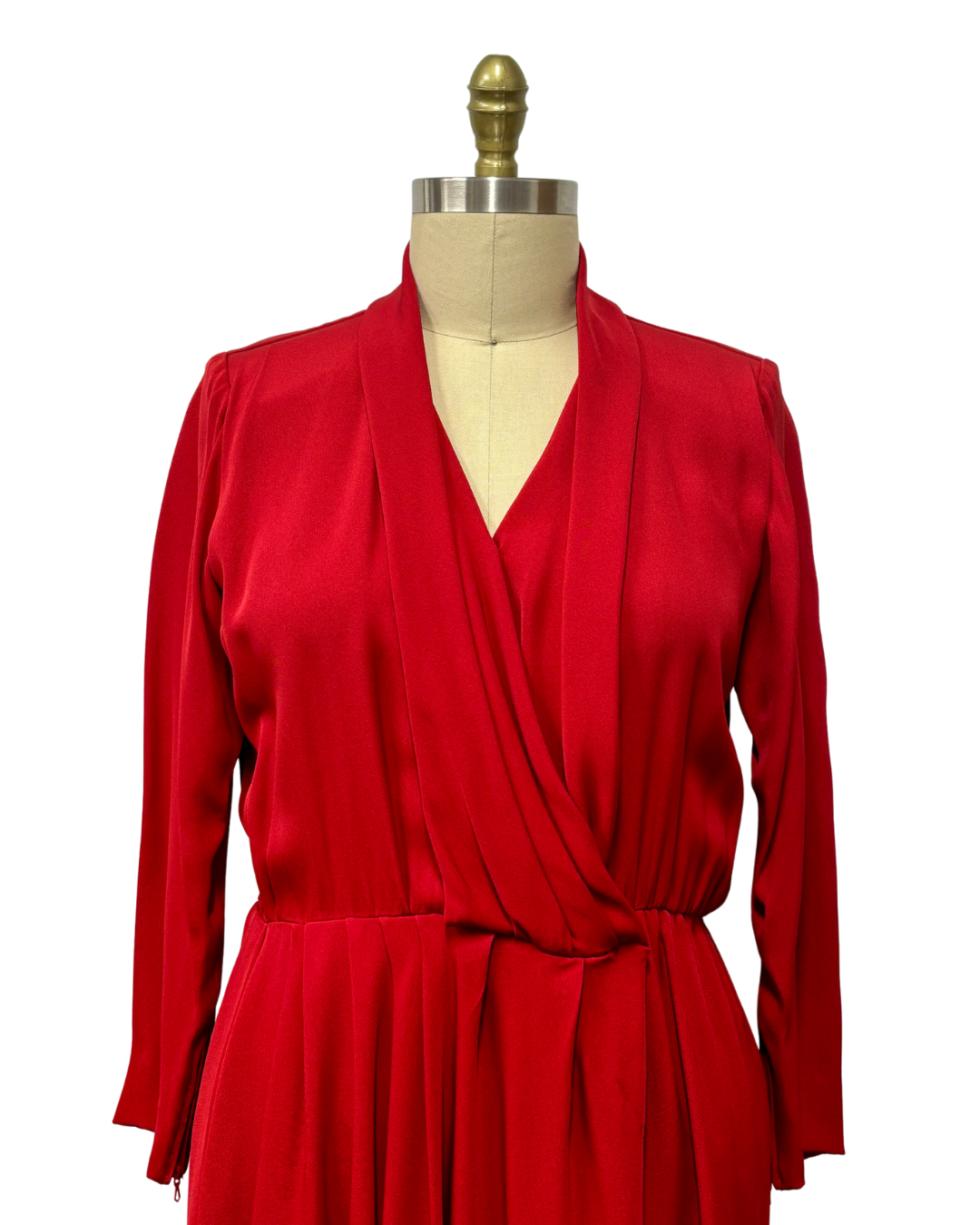 1980s RED YVES SAINT LAURENT DRAPED DRESS– Lo Que Fue Boutique