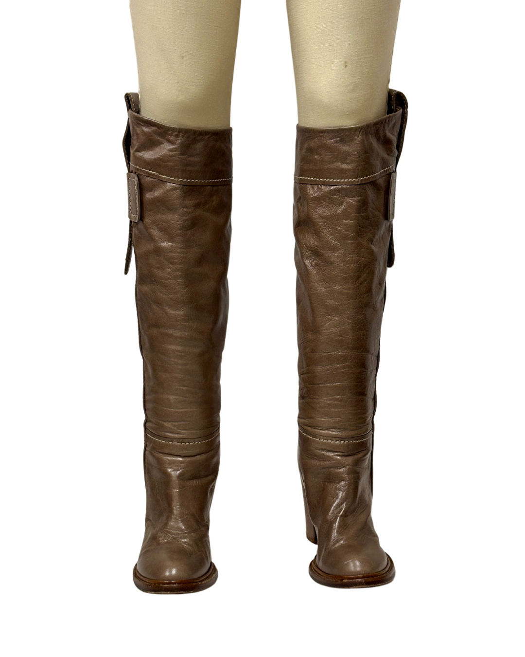 CHLOE ASH BROWN LEATHER HIGH BOOTS {SIZE 36.5}– Lo Que Fue