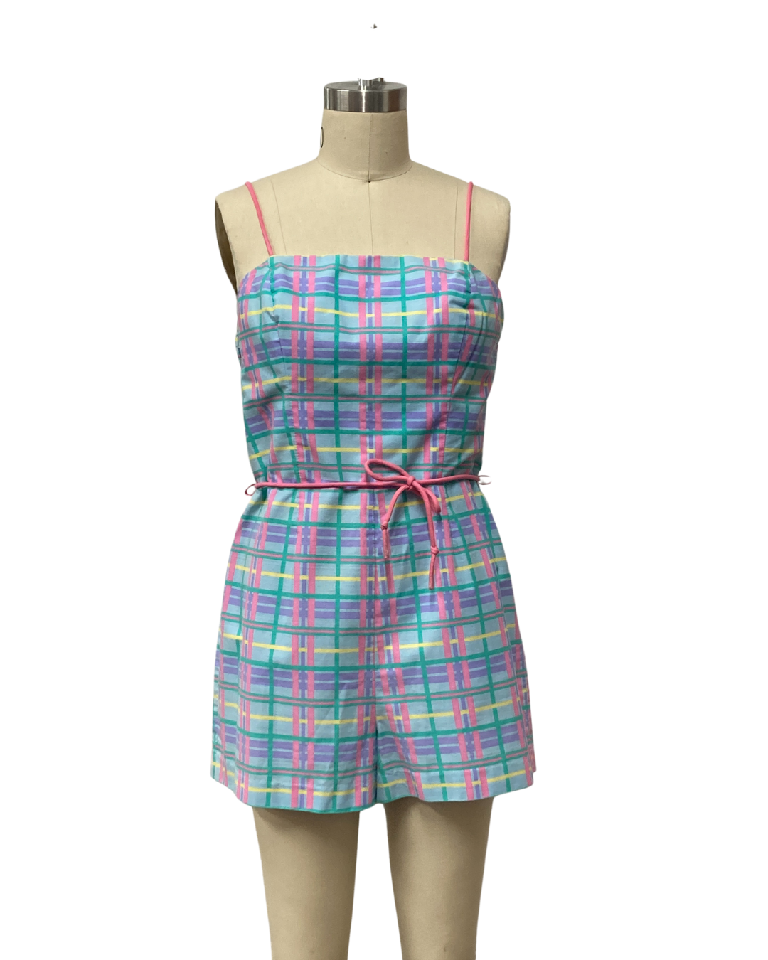 1970s LIGHT BLUE & PINK PRINT PLAYSUIT
