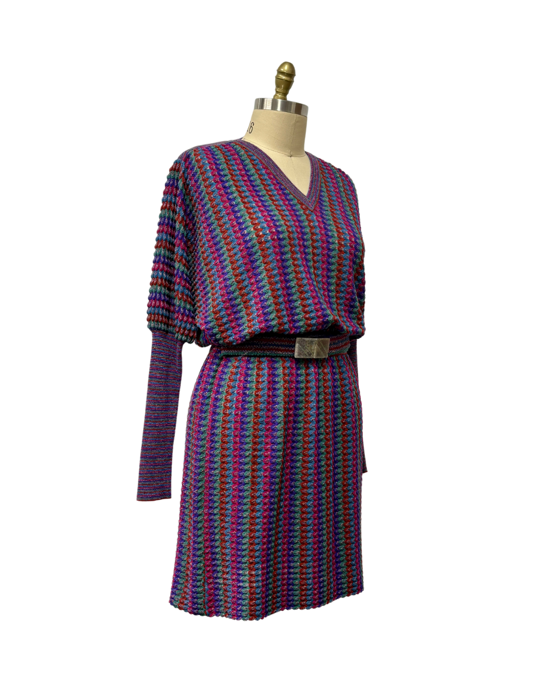 1980s MULTICOLOR MISSONI STRIPED KNIT DRESS {WAIST 30 INCHES