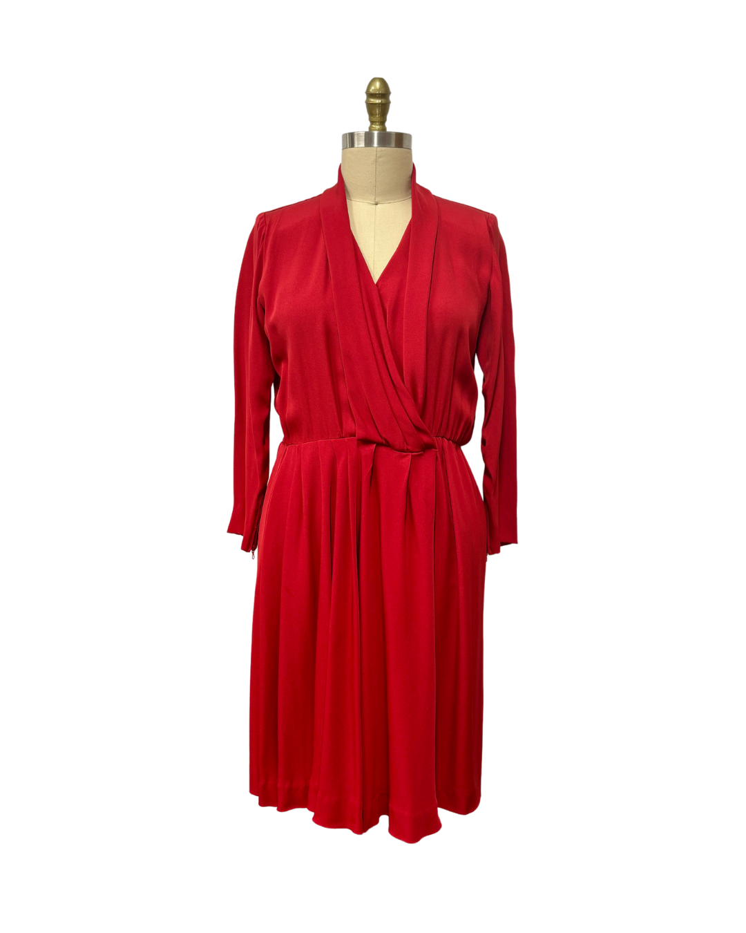 1980s RED YVES SAINT LAURENT DRAPED DRESS– Lo Que Fue Boutique