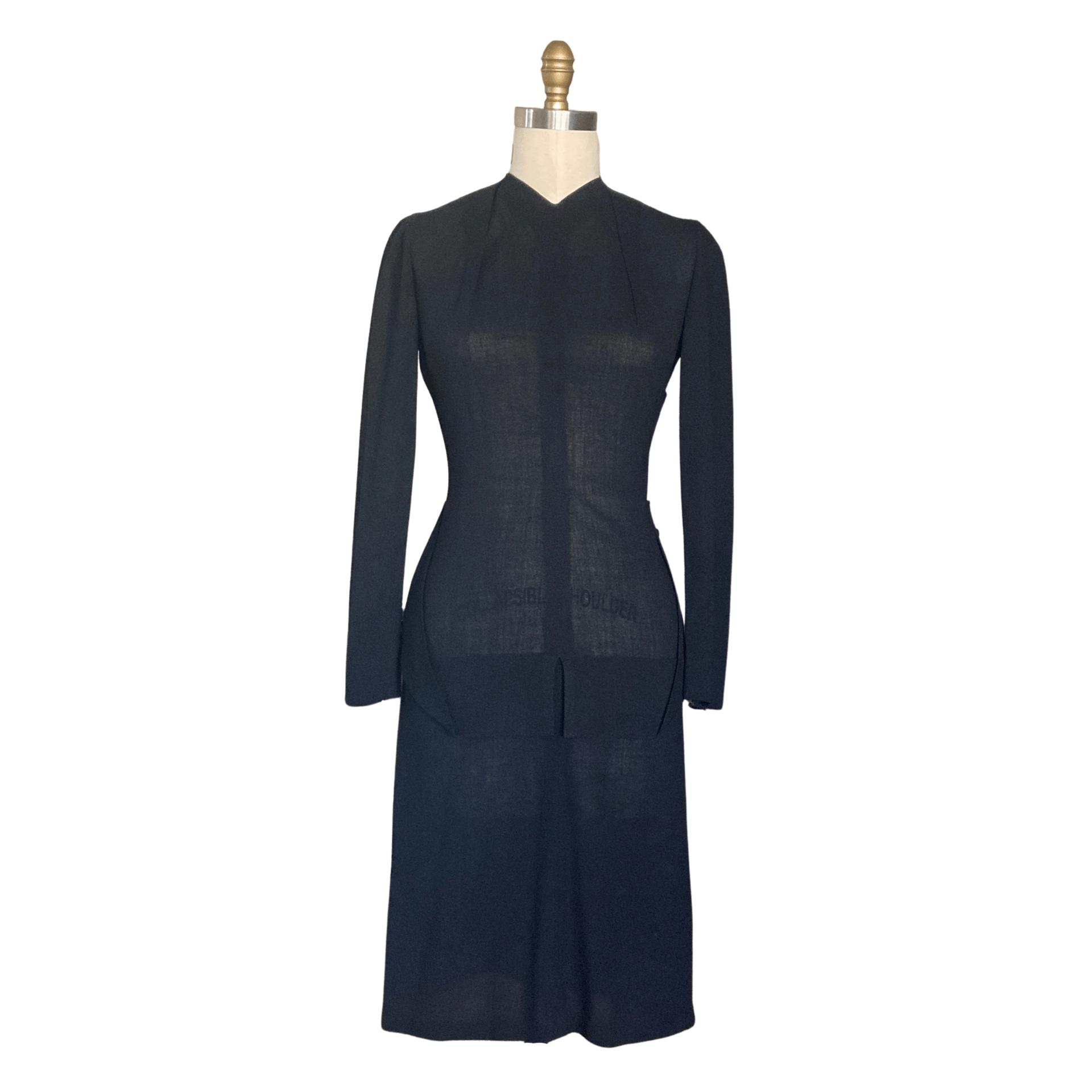 VINTAGE 1940s BLACK PEPLUM DRESS - LO QUE FUE BOUTIQUE Lo Que Fue Boutique VINTAGE 1940s BLACK PEPLUM DRESS - LO QUE FUE BOUTIQUE Lo Que Fue Boutique