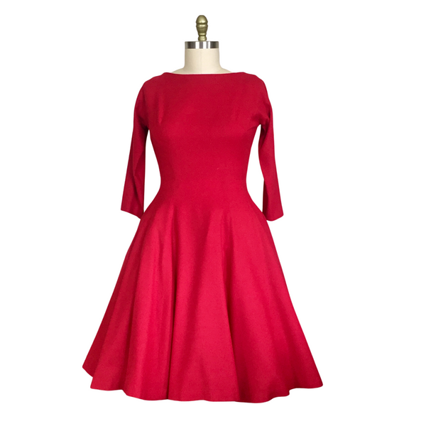 1950s RED FULL SKIRT DRESS LO QUE FUE BOUTIQUE Lo Que Fue Boutique