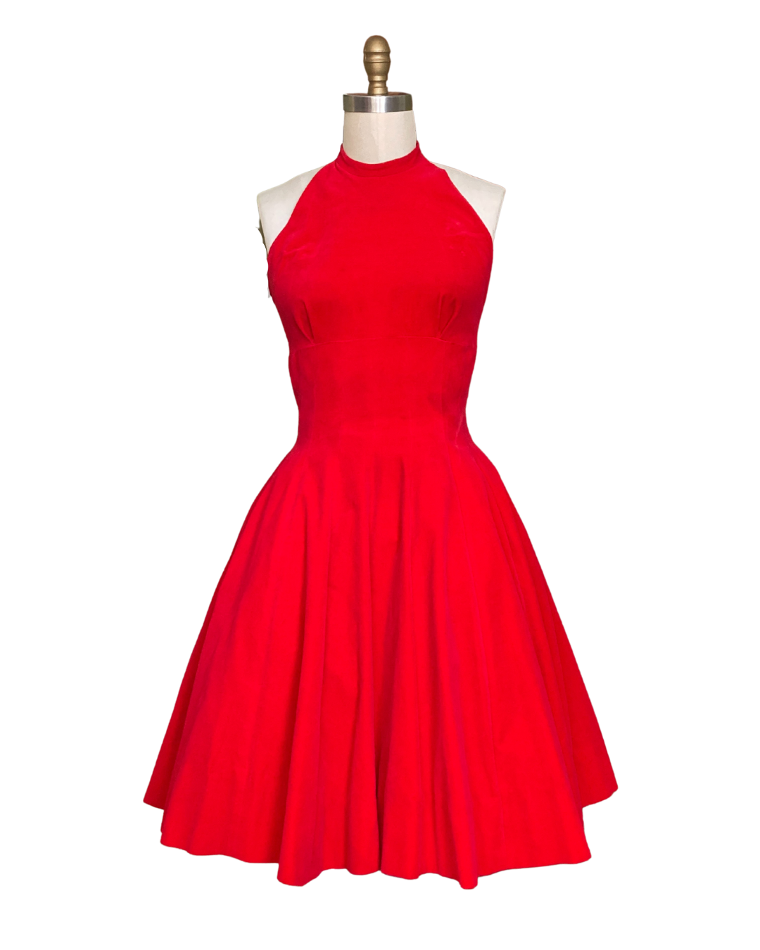 VINTAGE 1950s CHERRY RED VELVET HALTER PARTY DRESS - LO QUE FUE BOUTIQUE Lo Que Fue Boutique VINTAGE 1950s CHERRY RED VELVET HALTER PARTY DRESS - LO QUE FUE BOUTIQUE Lo Que Fue Boutique