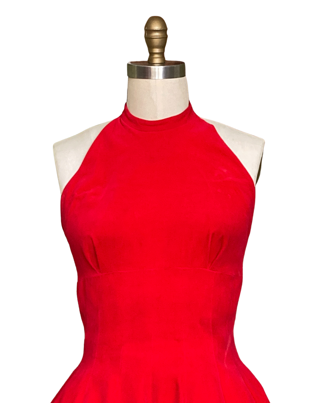 VINTAGE 1950s CHERRY RED VELVET HALTER PARTY DRESS - LO QUE FUE BOUTIQUE Lo Que Fue Boutique VINTAGE 1950s CHERRY RED VELVET HALTER PARTY DRESS - LO QUE FUE BOUTIQUE Lo Que Fue Boutique