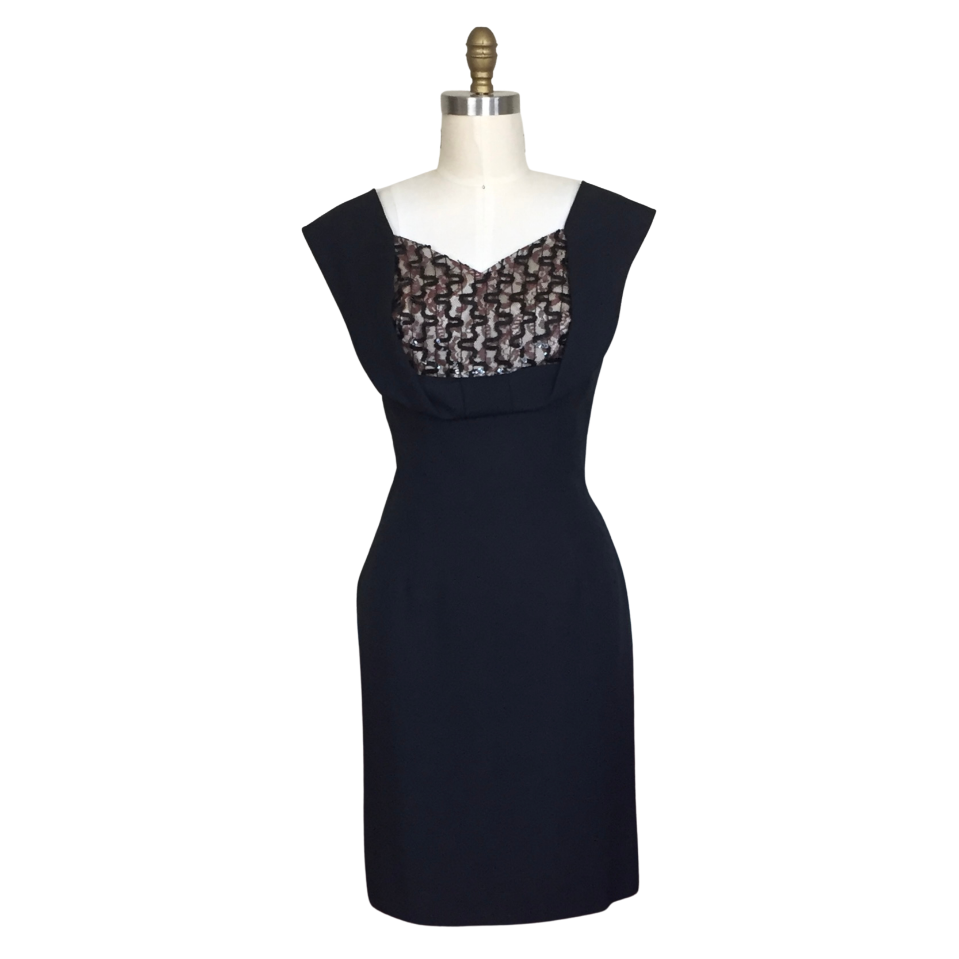 1960s BLACK SEQUIN WIGGLE DRESS